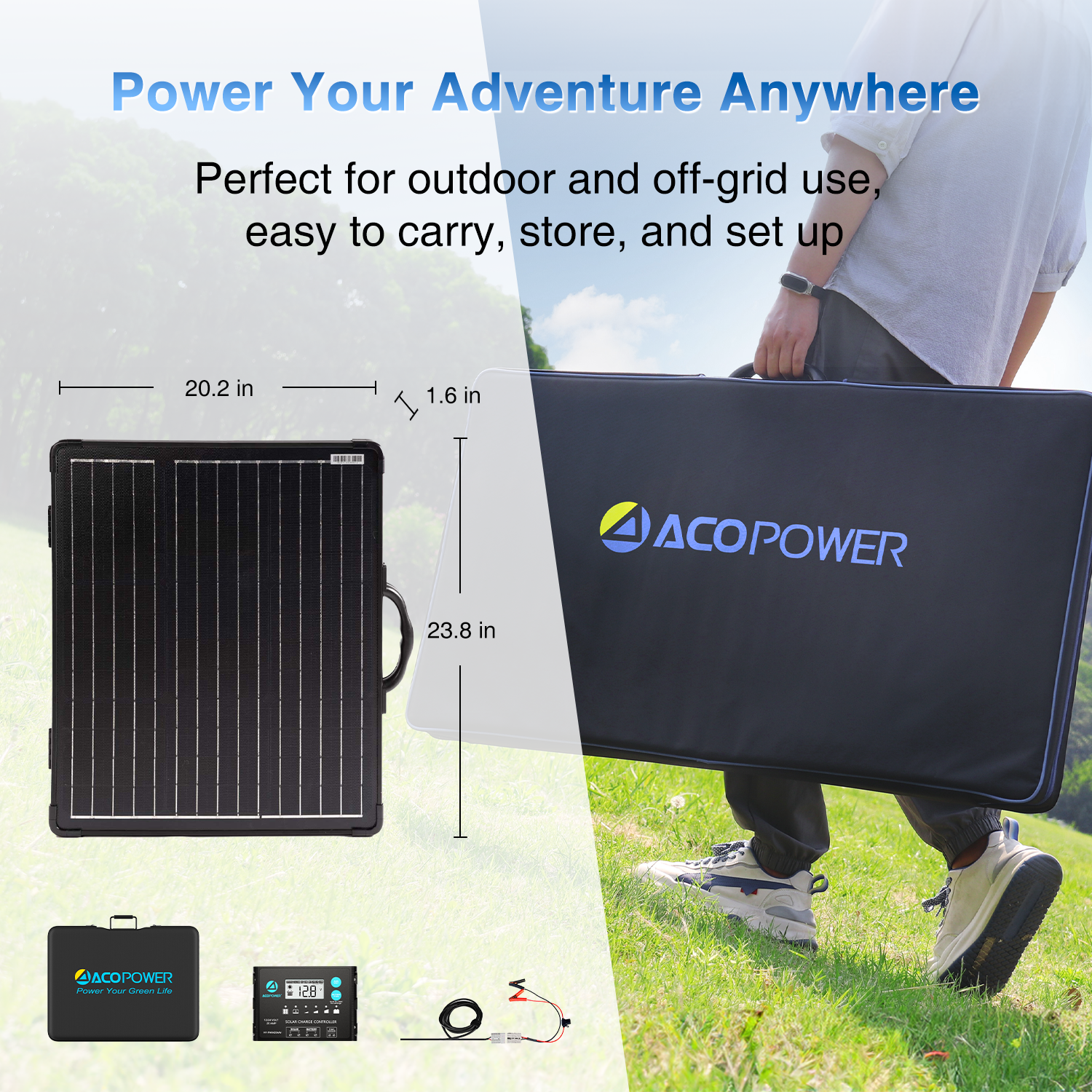 ACOPOWER PLK Portable Solar Panel Kit, Lightweight 20A Charge Controller——200W, 100W