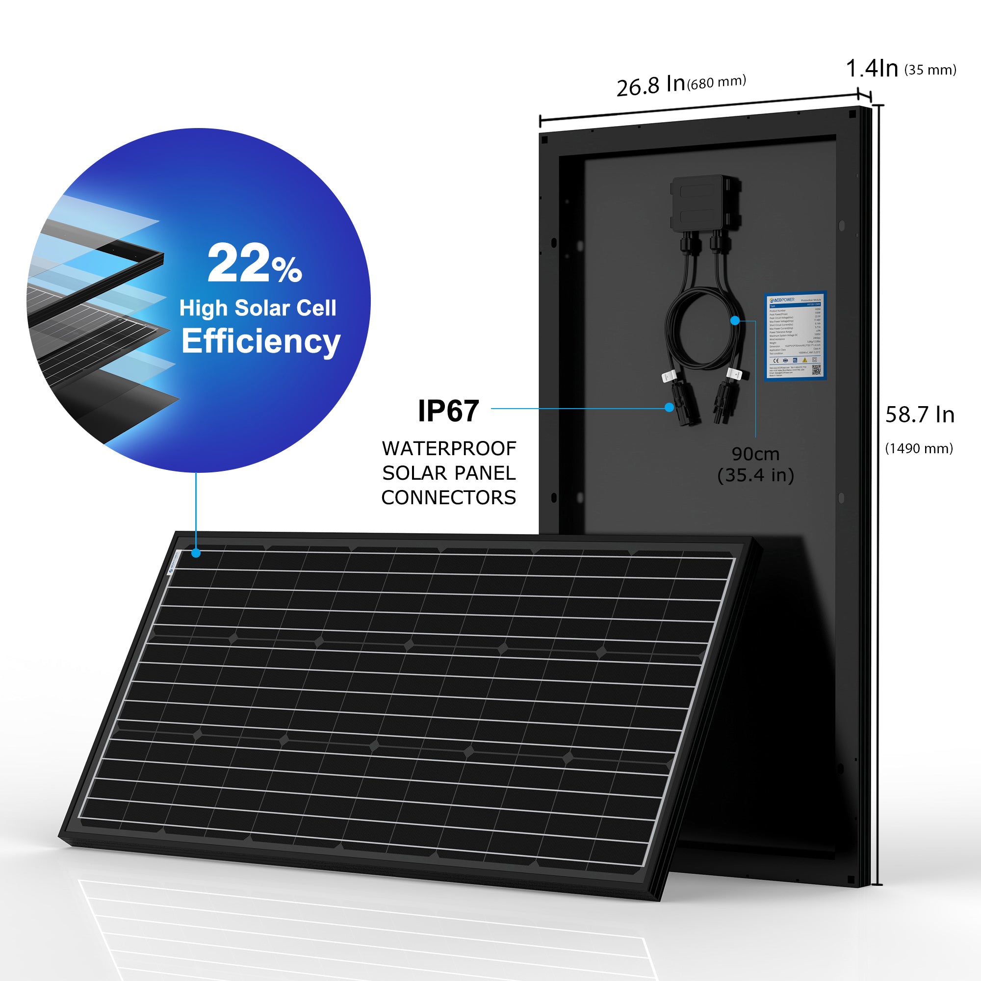 ACOPOWER 200Ah Batería 200W Sistema de energía solar